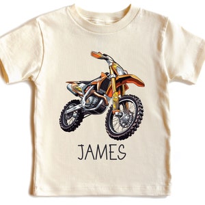Personalized Dirt Bike Toddler Shirt , Custom Motorcycle Kids Name Tee , Boy Toddler Youth Kids Boho Clothing , Motorcycle Boy Tee