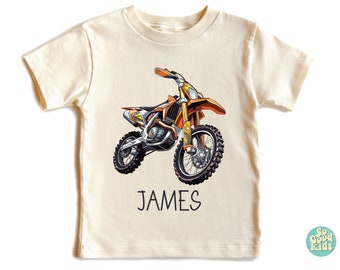 Personalized Dirt Bike Toddler Shirt , Custom Motorcycle Kids Name Tee , Boy Toddler Youth Kids Boho Clothing , Motorcycle Boy Tee