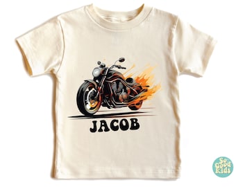 Custom Motorcycle Kids Name Tee, Dirt Bike Toddler Shirt, Motorcycle Boy Tee, Sport Bike Tee, Motorcycle Toddler Shirt, Motocross Shirt