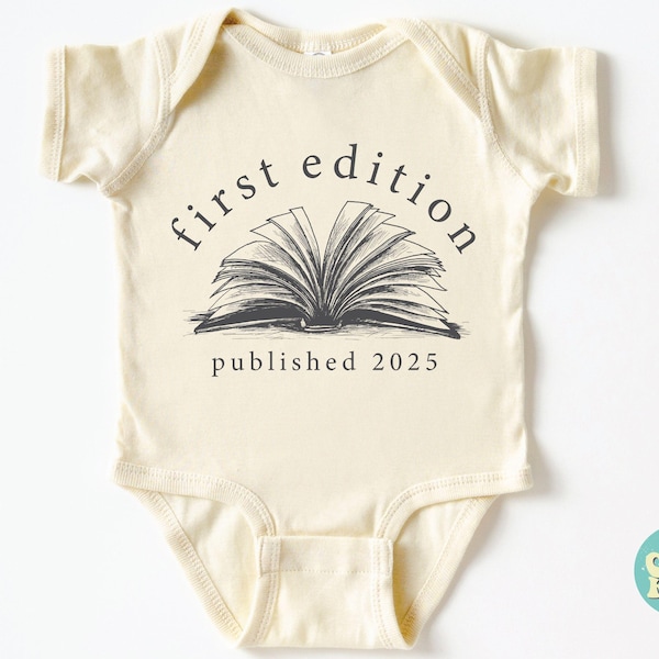 First Edition Baby Bodysuit,Annoucement Baby, Custom Published Shirt, Baby Shower Gift, Librarian Baby Gift, Littlest Book Club Member
