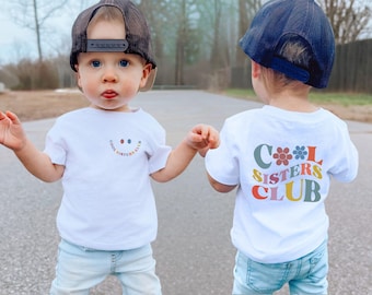 Camiseta Cool Sis Club, camiseta Cool Sisters Club, camiseta Big Sis, camiseta con anuncio de bebé, camiseta para niños pequeños, camiseta de amor entre hermanas, regalo de cumpleaños para hermanas