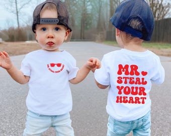 Kids Valentines Day Shirt, Cute Boy Shirt, Mr Steal Your Heart, Trendy Calentines Tee, Toddler Valentine Gift, Boy Valentine's Day Tee