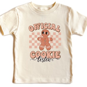 Camiseta oficial de probador de galletas, camiseta de Feliz Navidad, camiseta de regalo de vacaciones navideñas para niños, camiseta navideña para niños pequeños