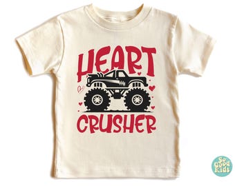Heart Crusher Shirt, Toddler Valentine Shirts, Valentines Day Shirt, Cute Truck Valentine Bodysuit, Valentines Heart Crusher Baby Shirt