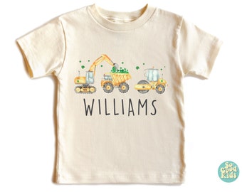 Custom Name Shirt, St Patrick's Day Truck Kids Shirt, Shamrock Construction Shirt, St Patrick's Day Shirt, Equipment Shirt,