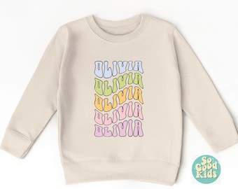 Custom Text Toddler Sweatshirt, Personalized Name Crew Neck