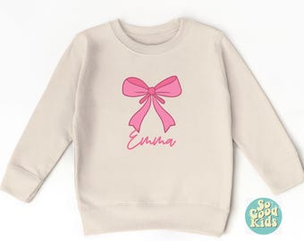Custom Name Bow Shirt, Girly Pink Coquette Bow Shirt, Personalized Name Shirt, Pink Girl Name Shirt