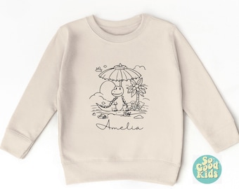 Dinosaur Toddler Sweatshirt , Custom Name Sweatshirt, 2T 3T 4T Sweatshirt, Personalized Dino Sweatshirt