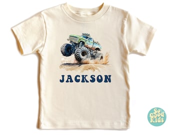 Monster Truck Shirt, Custom Name Shirt, Personalized Kids Shirt, Boy Birthday Party Gift, Cute Toddler Shirt, Dirt Offroad