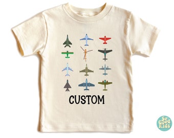 Personalized Fighter Jet Toddler Shirt, Airplane Collage Kids T-shirt, Plane Tshirt, Airplane Shirt, Fighter Jet Tshirt, Military Plane Tee