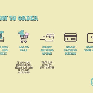 May include: A five-step guide on how to order online. The steps are: select size, color, and quantity; add to cart; select shipping option; select payment method; and complete your order. The text "So Good Kids" is at the bottom of the image.