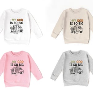 Boys Construction T-Shirt, Christian Kids T-Shirt, Biblical Toddler Outfits, Retro My God is So Big Truck Shirt, Bible Verse Shirt image 5