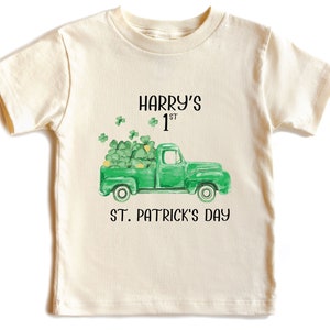 Custom Name Shirt, 1st St Patricks Day Shirt, Lucky Truck Shirt, Personalized Shamrock Truck Shirt, St Patricks Day Shirt