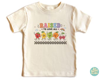 Raised with Kindness Toddler Shirt, Pride Ally Kids Shirt, Inclusive Rainbow Tee, Love & Kindness Gift for Kids