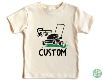 Cute Lawn Mower Tee, Gardening Shirt, Custom Name Shirt, Youth Birthday Lawn Mover Shirt, Lawn Mowers Kid Shirt, Lawn Mowers Lover T-Shirt