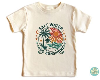 Salt Water And Sun Shine Shirt, Summer T-Shirt, Retro Beach Shirt, Tropical Tee, Toddler Beach Shirt – Vacation Shirt for Kids