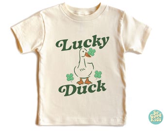 Lucky Kids Shirt, St Patrick's Day Kids Shirt, Lucky Duck Shirt, Shamrock and Duck Paddys Day, Irish Baby Gift, Animal St Patricks Day