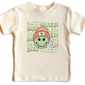 Lucky Charm Kids Shirt, Toddler Shirt, St. Patrick&#39;s Day Shirt, Smiley Face Lucky Kids Shirt, Shamrock Kids Shirt