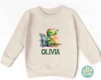 Dinosaur Sweatshirt, Custom Name Sweatshirt, T-rex Sweatshirt,  Dino 2T 3T Sweatshirt, Personalized Dinosaur Crewneck