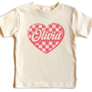 Custom Name Kids Shirt, Toddler Shirt, Valentine Day Baby Shirt, Heart Kids Shirt, Valentine Girl Gift Shirt
