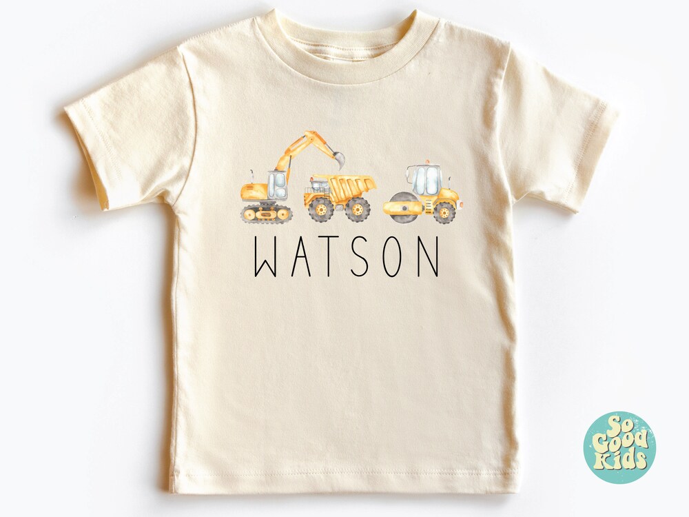 Baby Shirt Personalized Construction Shirt, Equipment Shirt, Truck Kids Shirt, Dump Truck Shirt, Toddler Shirt, Boys Shirt, Construction Kids Shirt Custom Name Shirt Gifts For Day Casualit