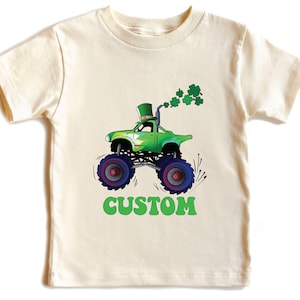 St Patrick&#39;s Day Shirt, Monster Truck Shirt, Crusher Kids Shirt, Offroad Kids Shirt Toddler Shirt, Irish Baby Shirt, Custom Name Truck Tee