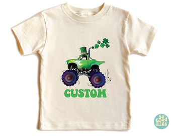 St Patrick's Day Shirt, Monster Truck Shirt, Crusher Kids Shirt, Offroad Kids Shirt Toddler Shirt, Irish Baby Shirt, Custom Name Truck Tee