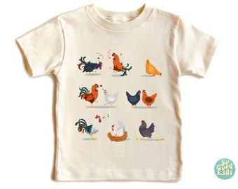 Farm Animals Toddler Shirt, Chicken Farm Animal Toddler Shirt, Free Range Kid, Cute Farming Shirts,  Boho Natural Kids & Youth Shirts
