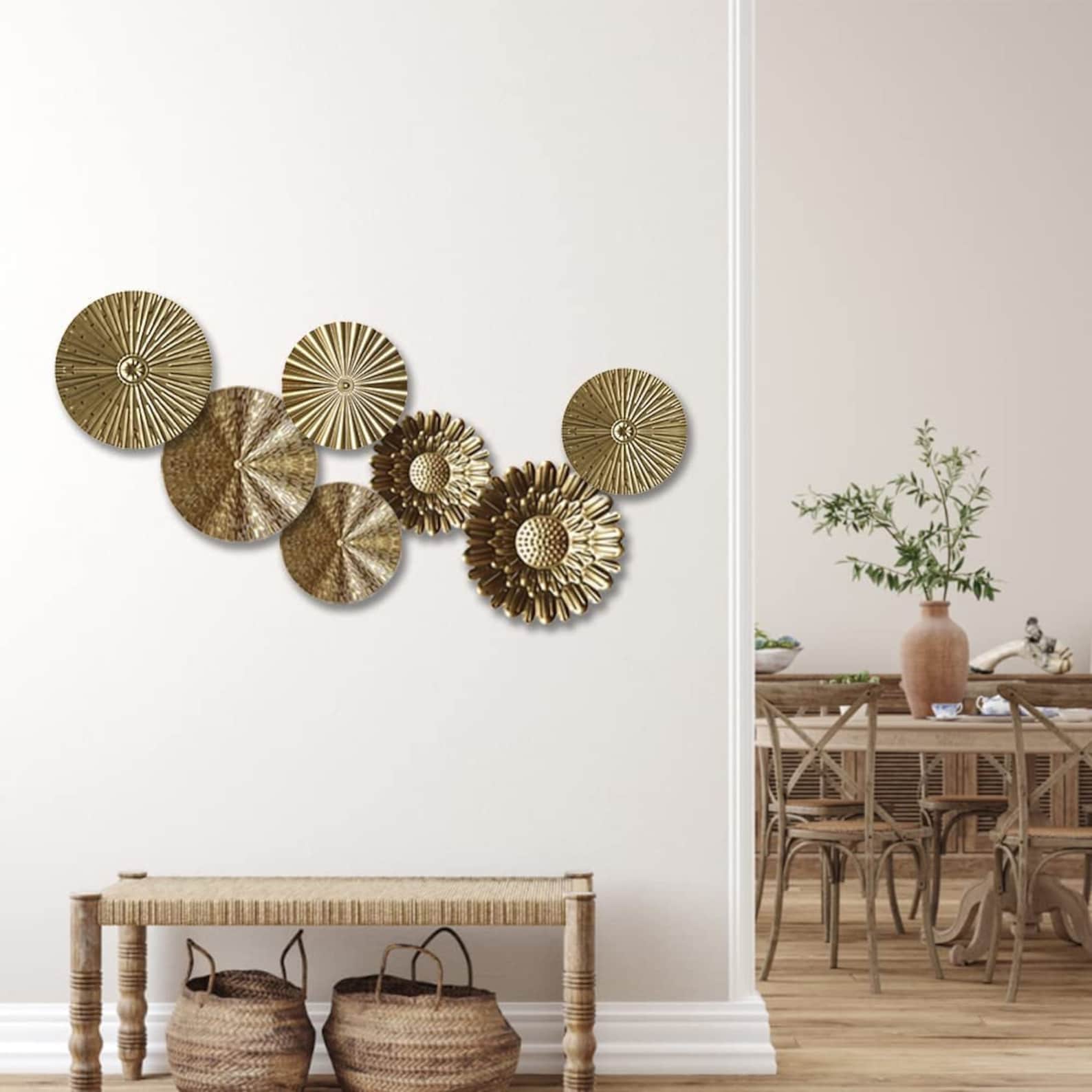 Round Gold Metal Wall Art Metal Wall Decor Living Room Wall Art Modern