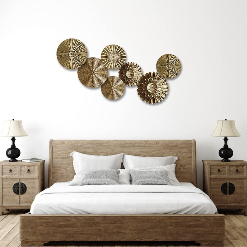 Round Gold Metal Wall Art Metal Wall Decor Living Room Wall Art Modern