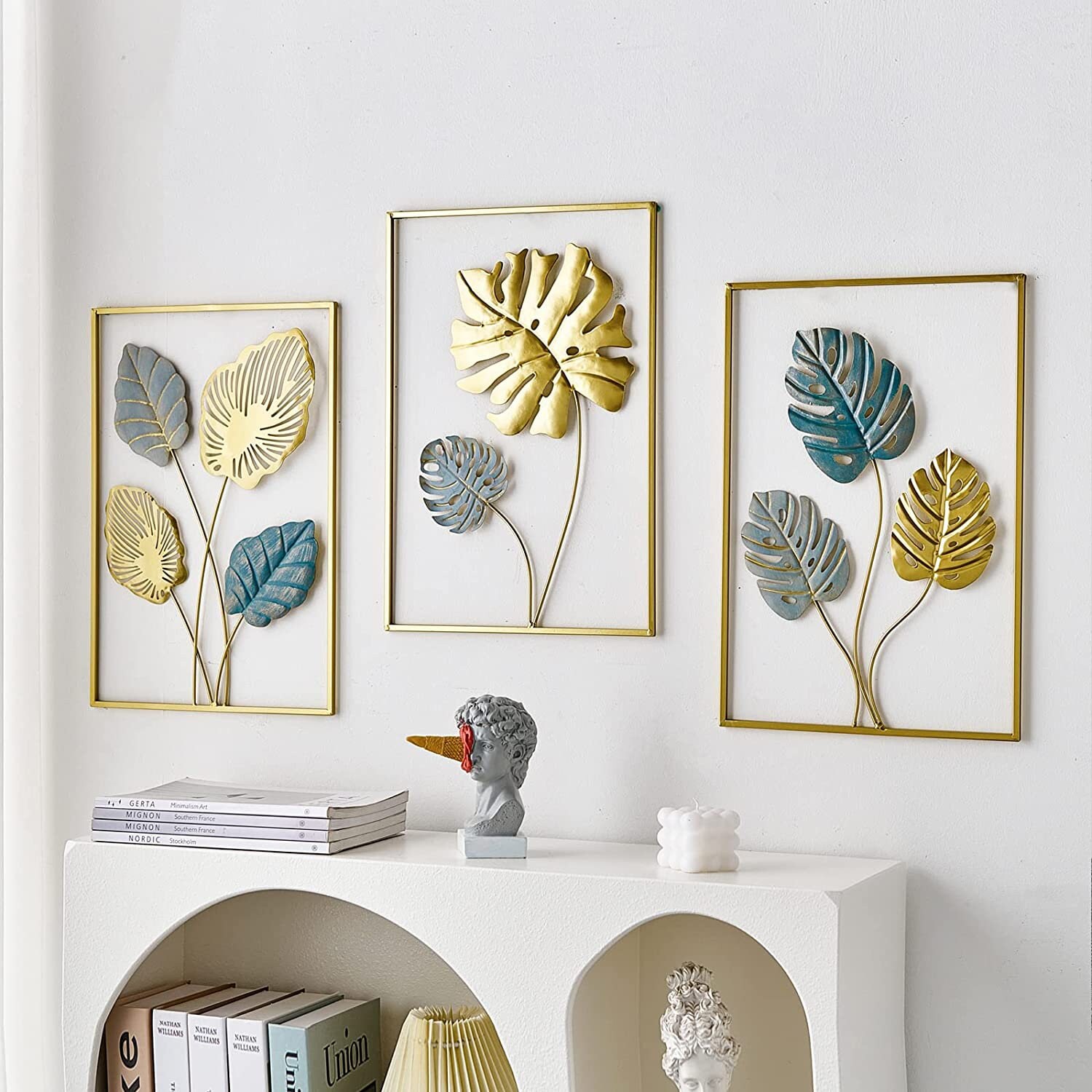 Set of 3 Leaf Metal Wall Art Living Room Wall Art Unique Wall Art Metal