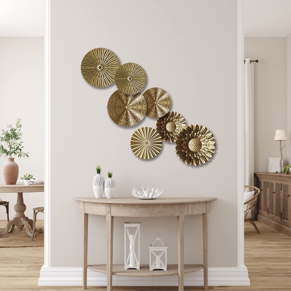 Round Gold Metal Wall Art Metal Wall Decor Living Room Wall Art Modern