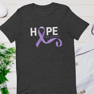 Testicular Cancer Awareness T-shirt, Hope with purple ribbon t-shirt