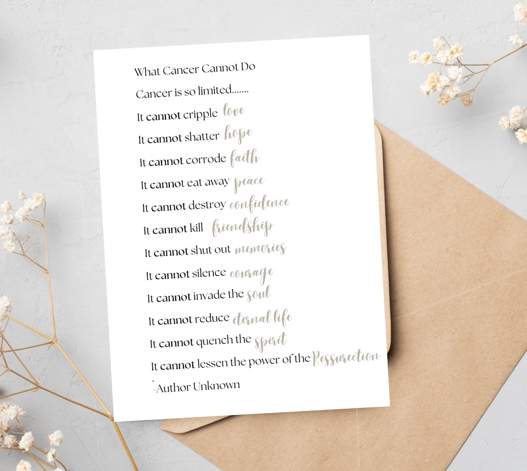 Printable Cancer Support Card, Encouragement Gift (instant Download) - Etsy