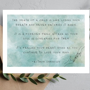 Afdrukbare sympathie wenskaart, Instant Download 5 "x 7" kaart, verdriet wenskaart, verlies van een kind