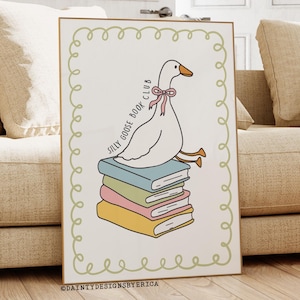 Silly Goose Book Club Print, Bookish Print, Book Lovers Poster, Silly Goose Poster, Book Club Poster, Whimsical Book Print, Reading Poster