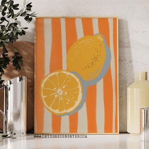 Lemon Print, Lemon Wall Art, Fruit Wall Art, Lemon Poster, Lemon Decor, Printable Kitchen Art, Fruit Painting, Lemons Painting, Summer Decor