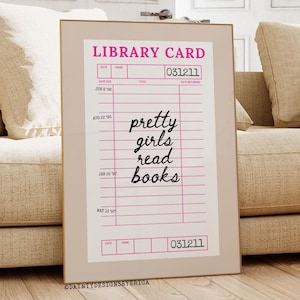 Hübsche Mädchen lesen Bücher Druck, Bibliothek Karte Poster, trendige Bücherwurm Wandkunst, Leseecke Dekor, Buchliebhaber Poster, trendiges Leseplakat