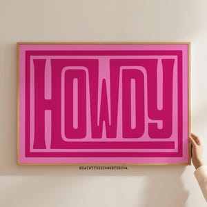 Howdy Print, Western Wall Art, Western Decor, Trendy Pink Cowgirl Print, Dorm Room Decor, Howdy Poster, Southwestern Poster, Apartment Decor