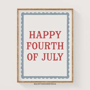 Happy 4th of July Print, Red White And Blue Wall Art, Fourth Of July Wall Art, 4th of July Mantel Decor, Patriotic Wall Art, July 4th Prints