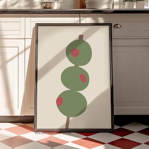 Arte mural de aceitunas verdes, impresión de martini, póster de cóctel, martini sucio, arte mural de cocina, póster de aceitunas bonitas, letrero para carrito de bar, decoración de bar para el hogar