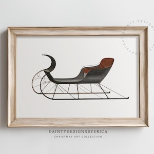 Vintage Christmas Sleigh Print, Christmas Sleigh Print, Printable Christmas Decor, Winter Wall Art, Vintage Christmas, Rustic Winter Sleigh
