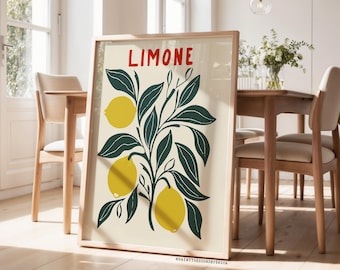 Limones imprimibles, Impresión de limones, Limonero imprimible, Arte mural de frutas, Póster de limones, Decoración de limones, Impresión de cocina italiana, Arte de cocina imprimible