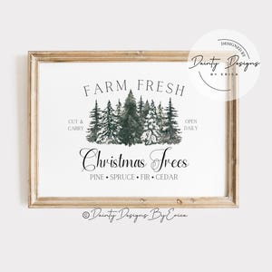 Farm Fresh Christmas Tree Sign, Christmasprintable Wall Art, Christmas ...