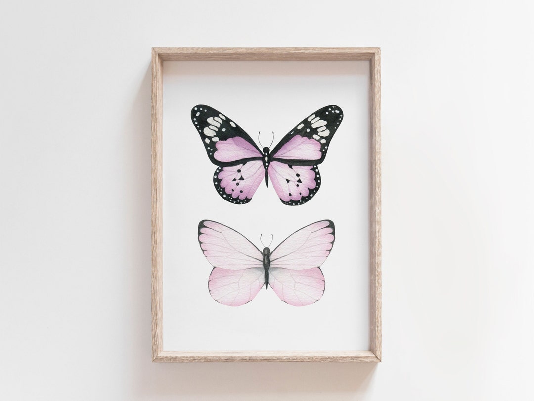 Pink Butterflies Print Watercolor Butterflies Printable Art Etsy