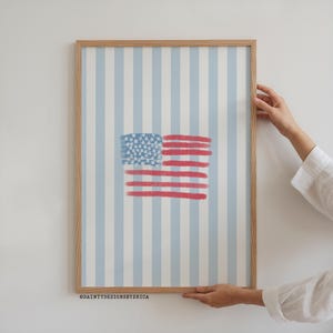 Fourth Of July Printable Wall Art, American Flag Print, Patriotic Coastal Summer Wall Art, Coastal America, American Flag Print, July 4th