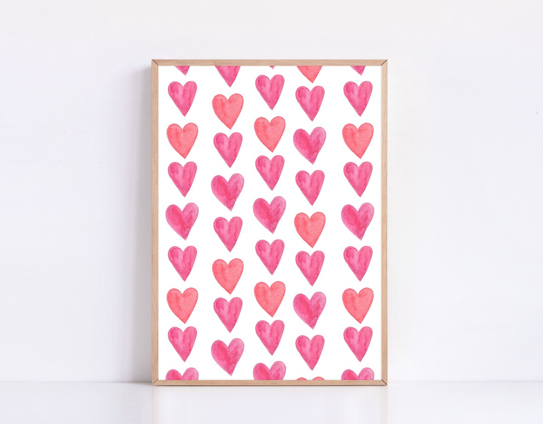 Pink Hearts Print Valentines Day Prints Valentines Day - Etsy