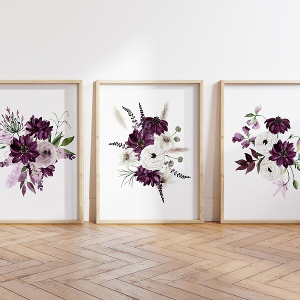 Purple Floral Art Etsy