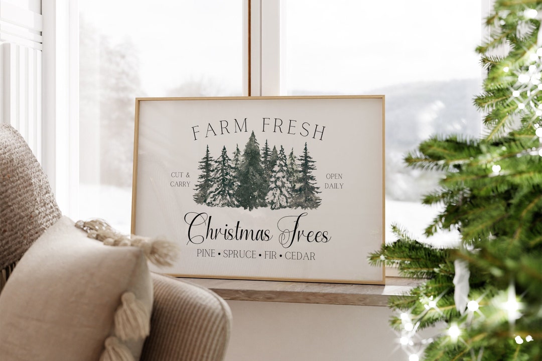 Farm Fresh Christmas Tree Sign, Christmasprintable Wall Art, Christmas