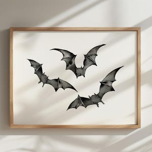 Halloween printable wall art, Halloween decor, Bats print, Watercolor bats print, Halloween bats print, Spooky wall art, Fall decor prints